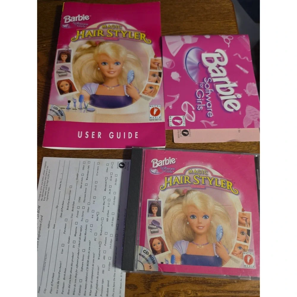 Vtg Big Box Barbie Magic Hair Styler - Windows PC CD-ROM Game 1997